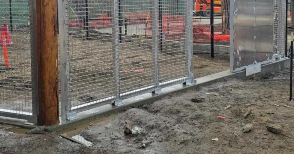 Galvanized structural steel base channel, frame verticals and base-plate connections of a zoo enclosure, fabricated by TCB Metal Works